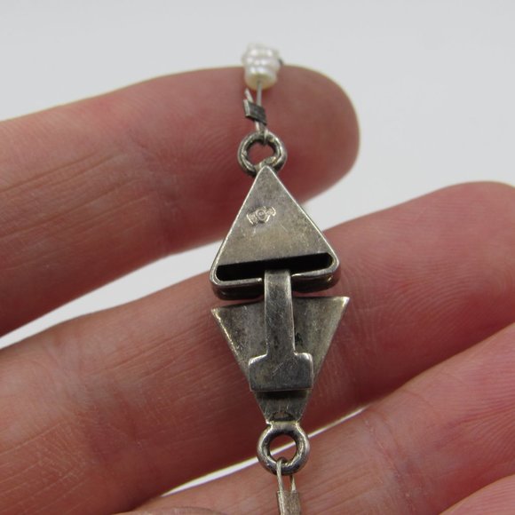 17" Sterling Amethyst Peridot & Pearl Necklace - Picture 3 of 6